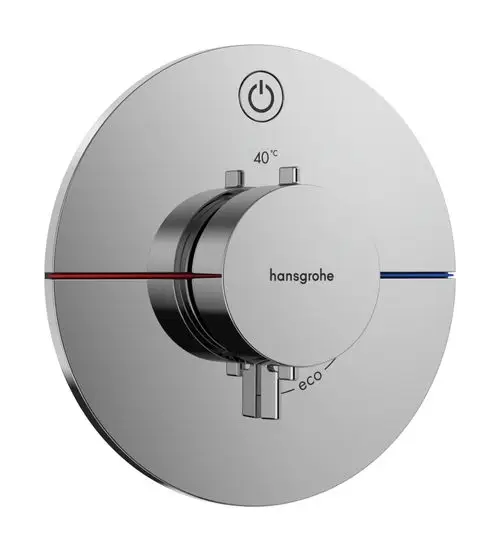 Thermostat für Dusche oder Badewanne mit Temperaturanzeige und Eco-Funktion, in schimmerndem Chrom-Finish, Hersteller: Hansgrohe.